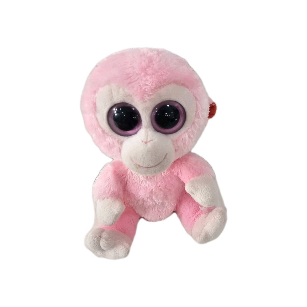 Ty Beanie Boos Plush Lovey 2011 Valentine Pink Monkey JULEP 11" Red Tip On Tail